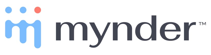 Mynder logo, with blue m-shaped brandmark on left